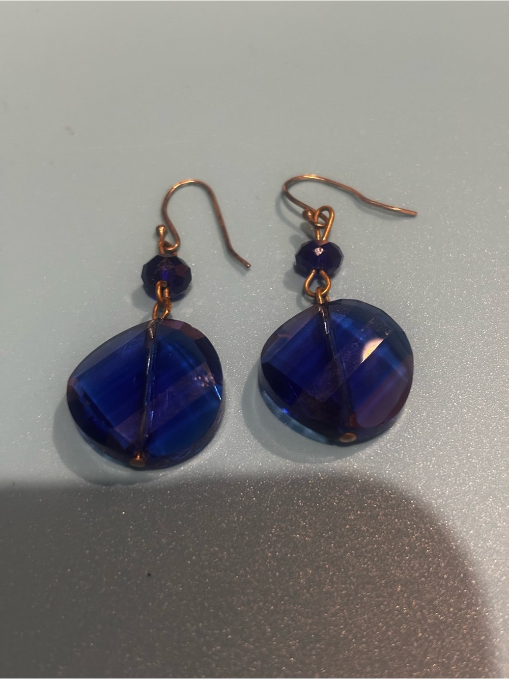 Women's Blue Crystal Drop Earrings - Elegant Dangle Style